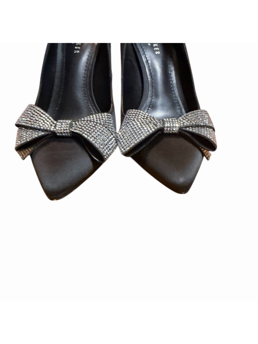 Ted Baker Orlilas Pointed Toe Satin Crystal Bow Stiletto Pumps Black Size 38/7.5 - Picture 6 of 13